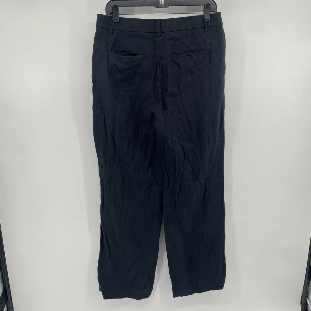 Banana Republic Trousers Womens 10 Blue 100% Linen Wide Leg Pleated Front Pants